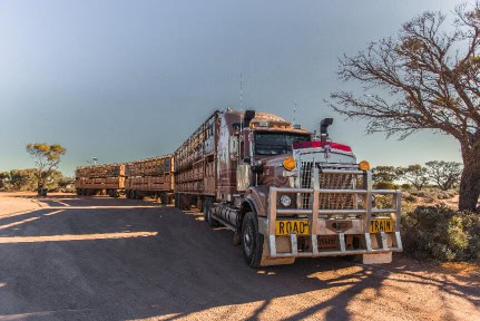 Alice Springs Red Center Australia 10 05 2016 road train under shadow