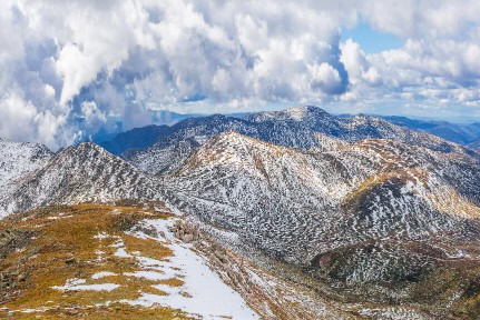 Australian Alps under fluffy clouds