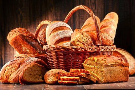 Composition with variety of baking products on wooden table