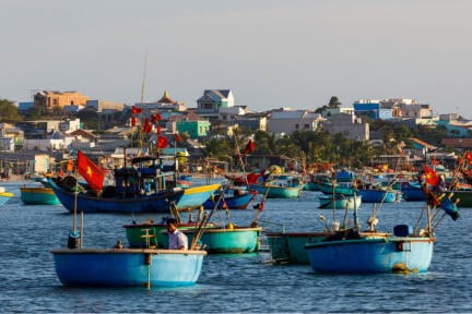 Fisher boats in the bay of Mui Ne in Vietnam