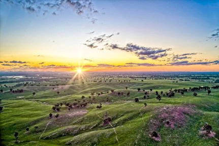 Drone photography of Heathcote Central Victoria at sunset