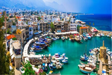 Lanmarks of Cyprus - beautiful Kyrenia town in northen turkish part.