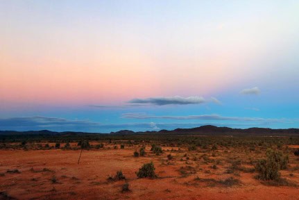 Australian outback panorama, at sunset.  Outside Broken Hill, in far western New South Wales.