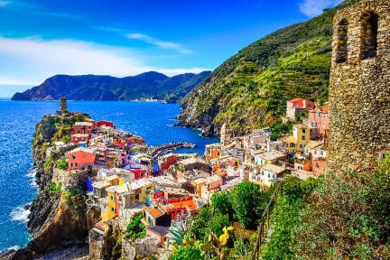 Scenic view of colorful village Vernazza in Cinque Terre, Italy