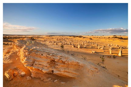 "The Pinnacles in the Nambung National Park, Western Australia. In the light of a setting sun."