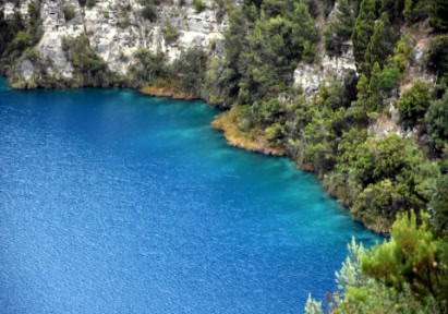 The incredible Blue Lake at Mt Gambier, South Australia. The Blue Lake is a large monomictic crater lake located in a dormant volcanic maar associated with the Mount Gambier maar complex.